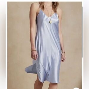 Banana Republic Midi Silk Slip Dress Light Blue Size XS NWT